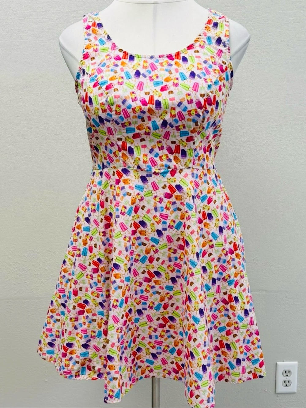 Retrolicious Pink Popsicle Print Sleeveless Skater Dress - Size 14